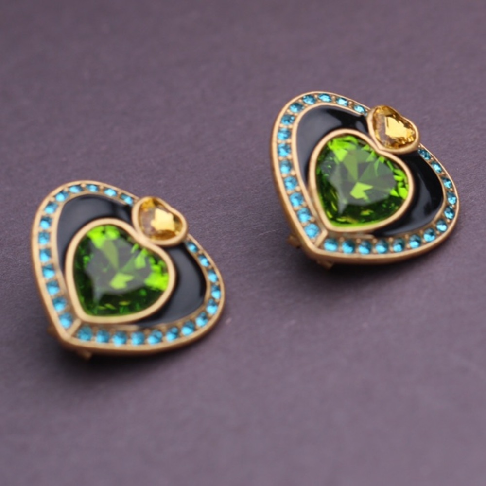 Vintage Style Enamel Crystal Ear Studs